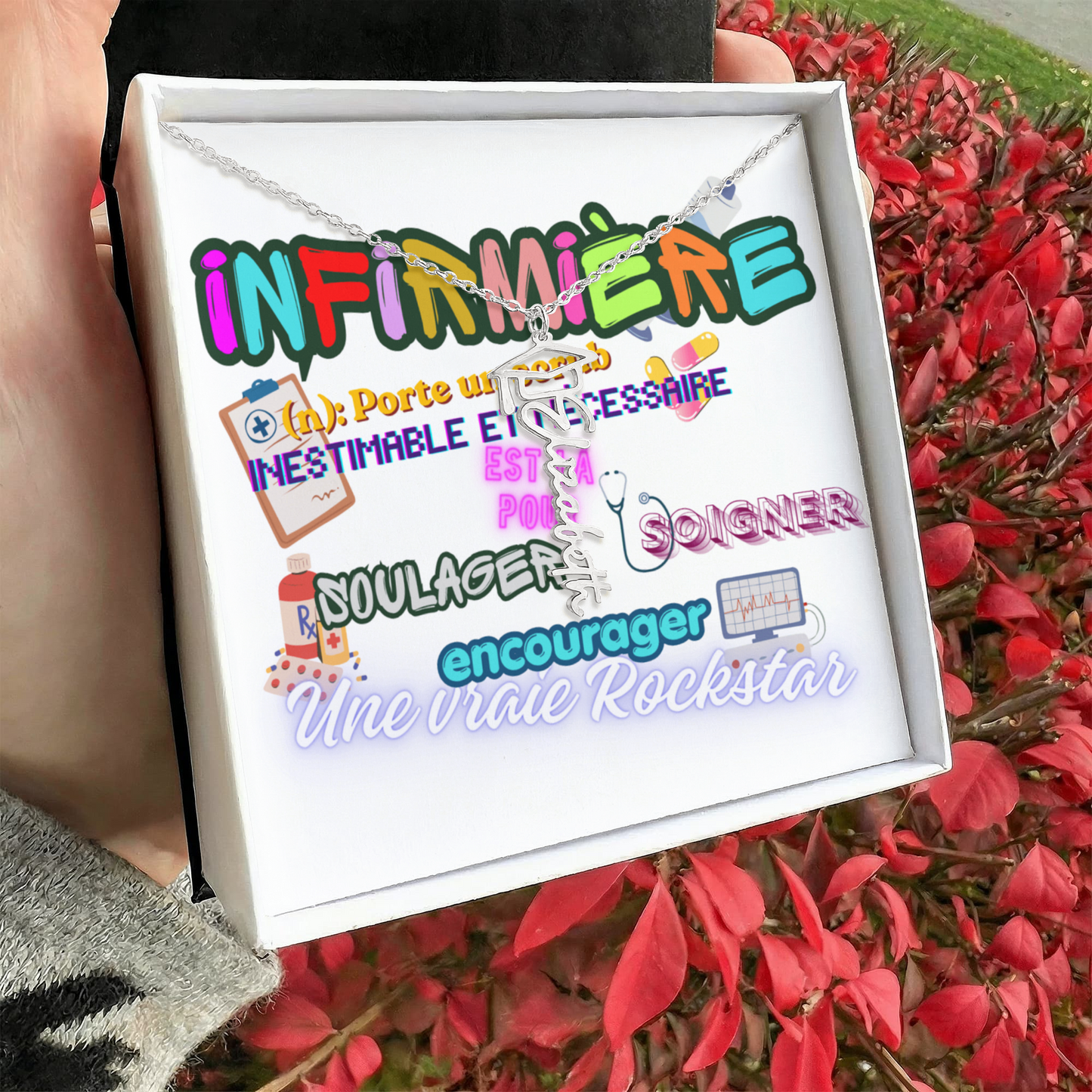Collier Prénom pour Graduation Infirmière