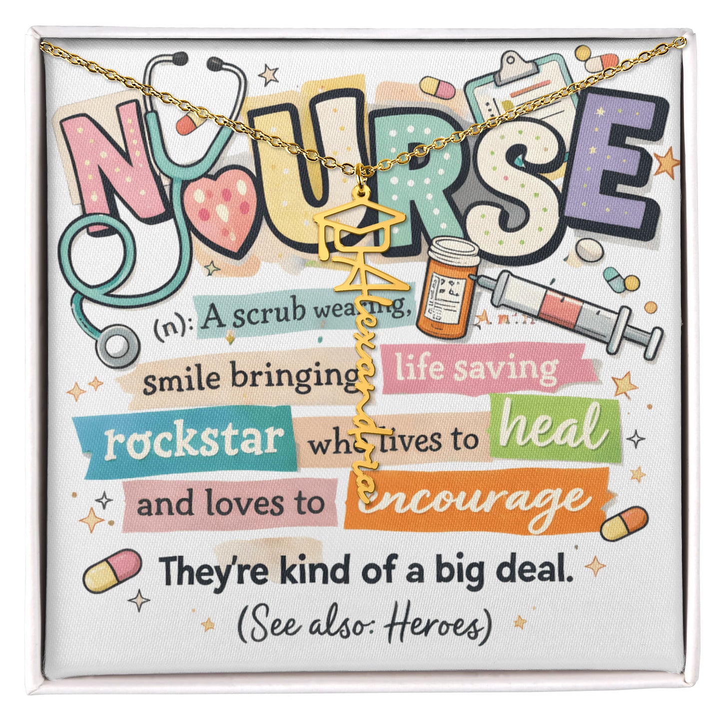 Graduation Name Necklace for a Nurse