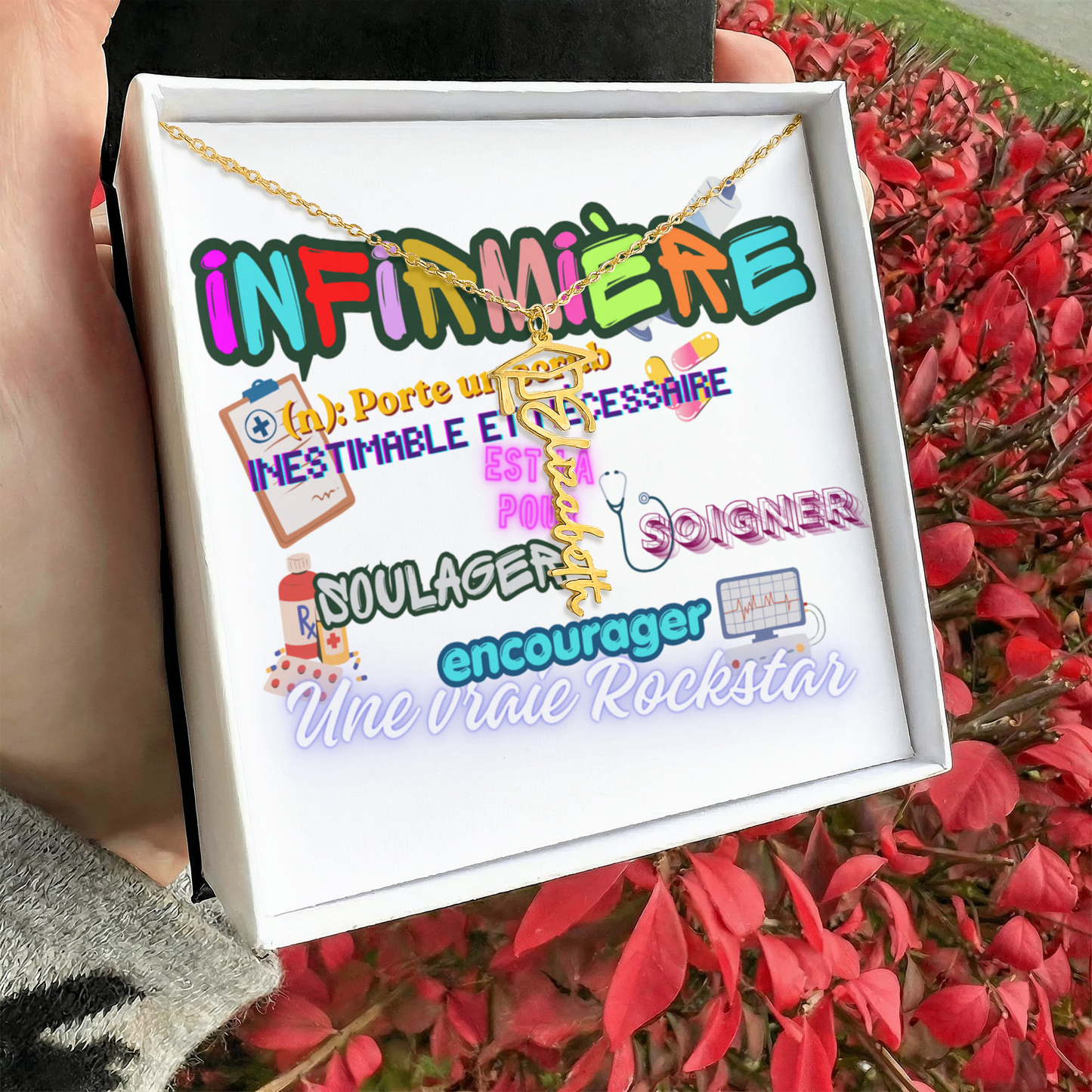 Collier Prénom pour Graduation Infirmière