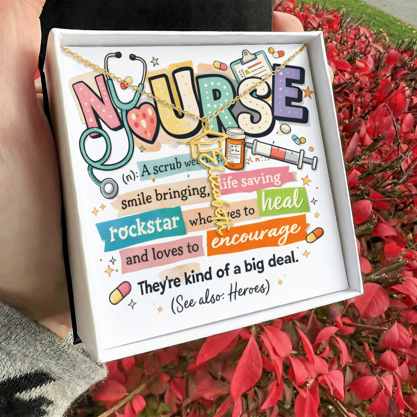 Graduation Name Necklace for a Nurse