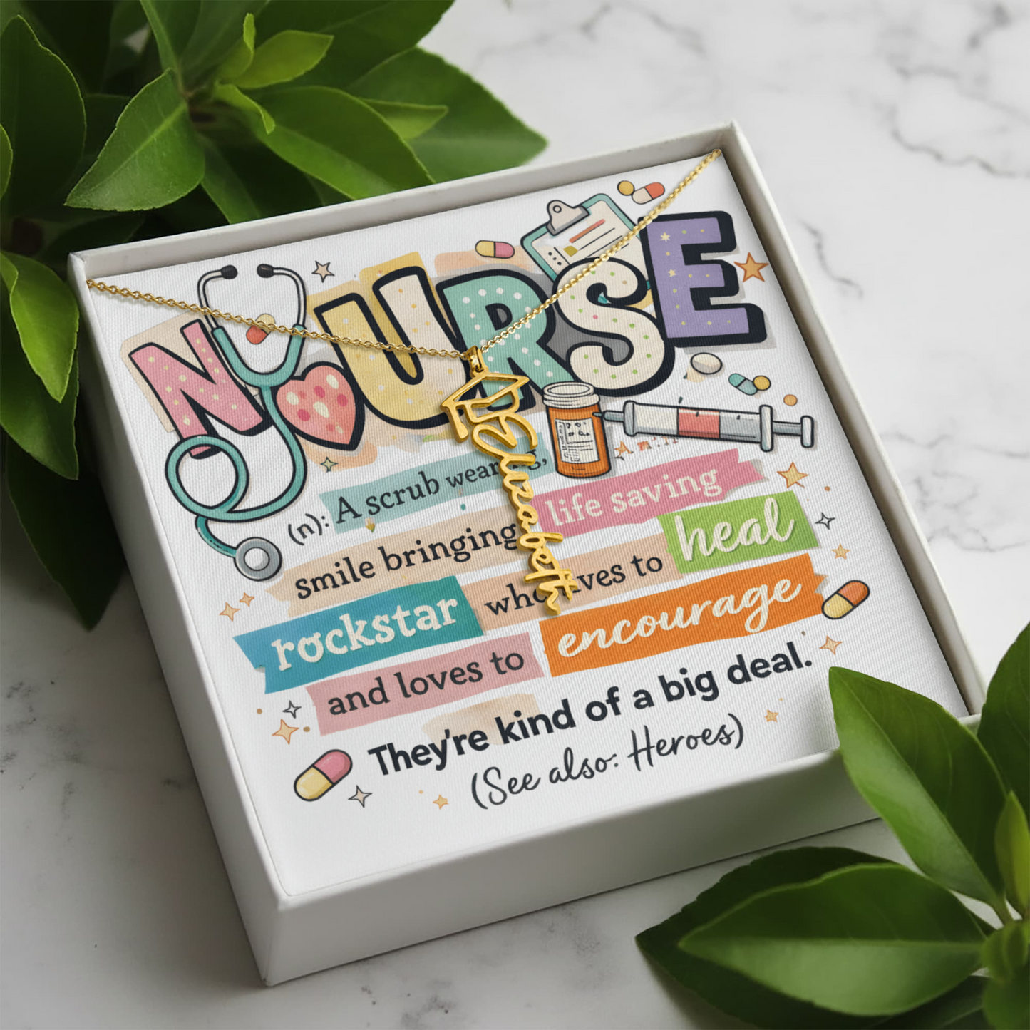 Graduation Name Necklace for a Nurse