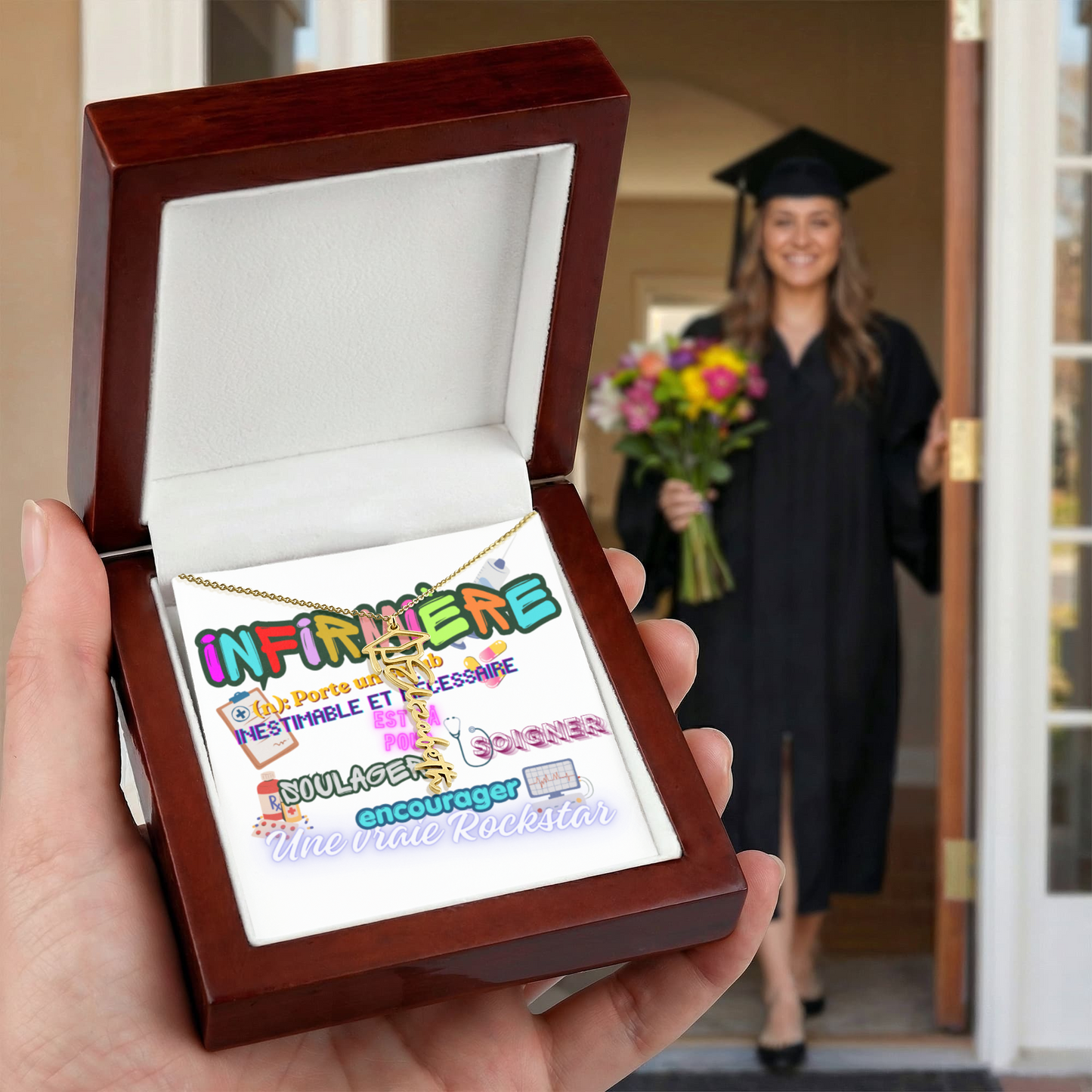 Collier Prénom pour Graduation Infirmière